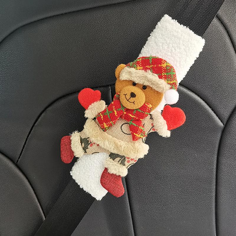 

1PC Christmas Doll Car Seat Belt Protective Cover Cute Holiday Car Decoration Gift Festive Safety Belt Cushion