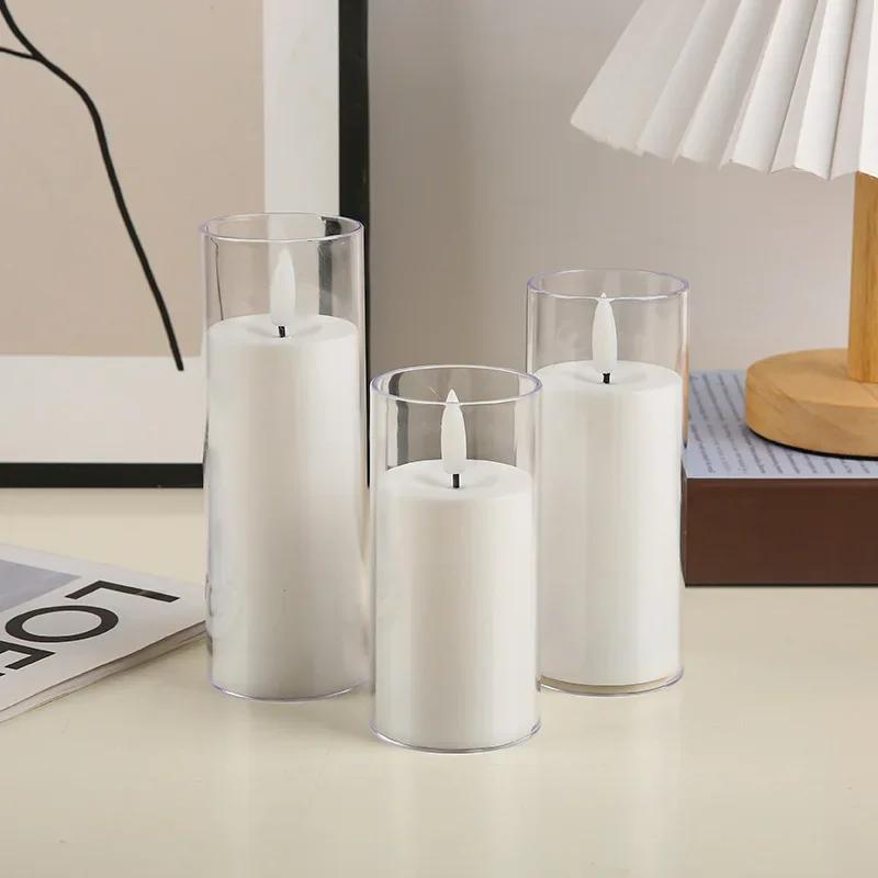Candle Lamp LED Electronic Candle Acrylic Cup Birthday Party Confidential Room Wedding Decoration