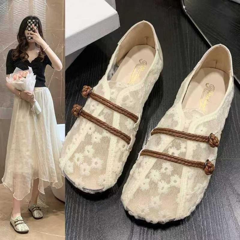 Soft-soled Low-cut Single Shoes - New Style, Breathable Flat-bottom Mesh Surface Shoes for Women