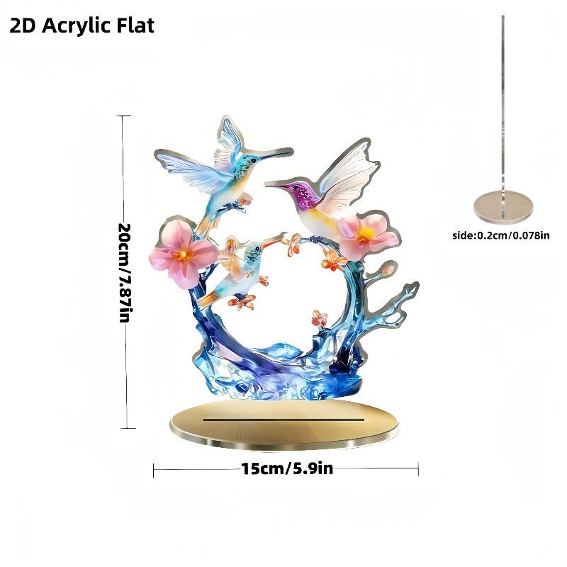 2D Flat Acrylic Hummingbird Decoration, Indoor and Outdoor Decoration - No Battery/electricity Required, Free Day Decoration, Shop Decoration, Dur