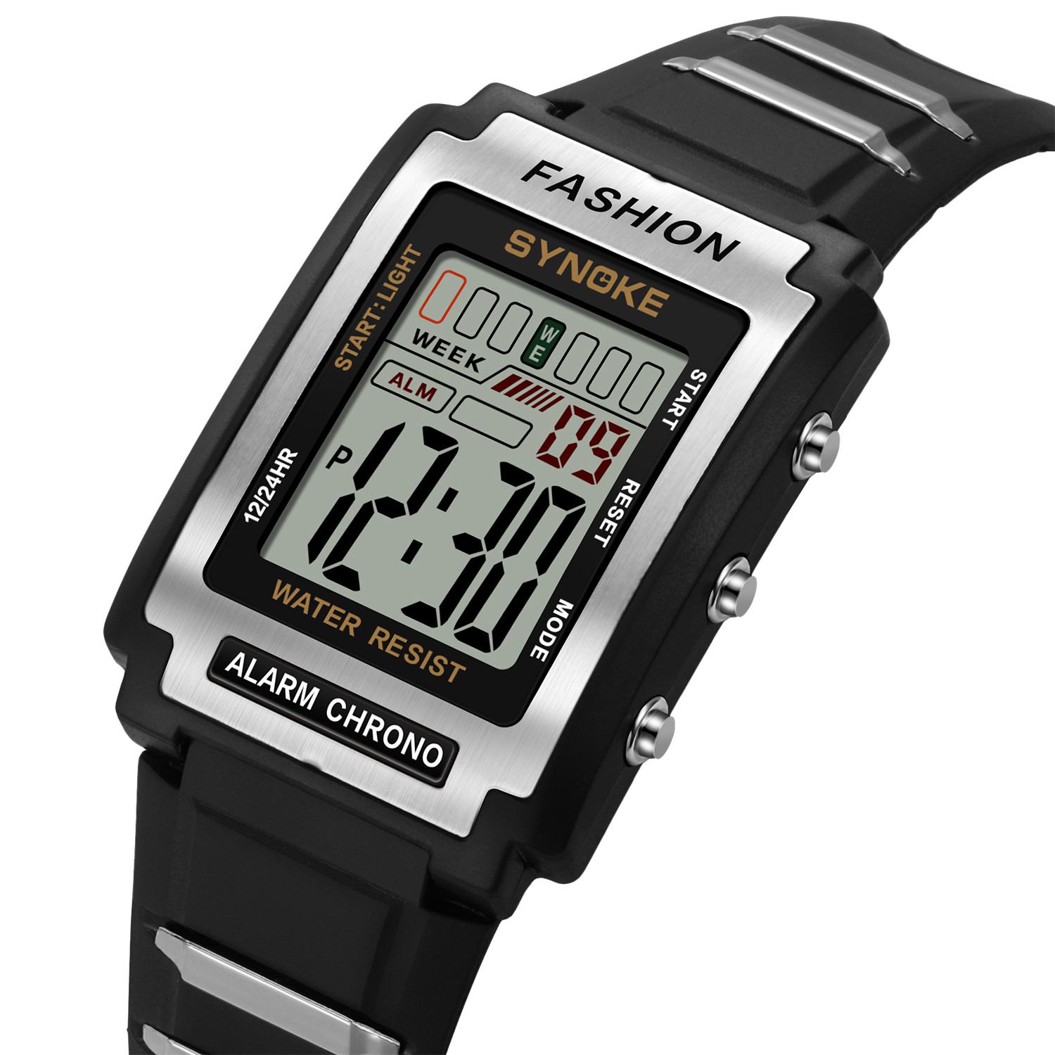 

Waterproof Digital Watches For Men 31mm Ultra-thin Electronic Wristwatch Chronograph Sport Watch 9850 чёрный