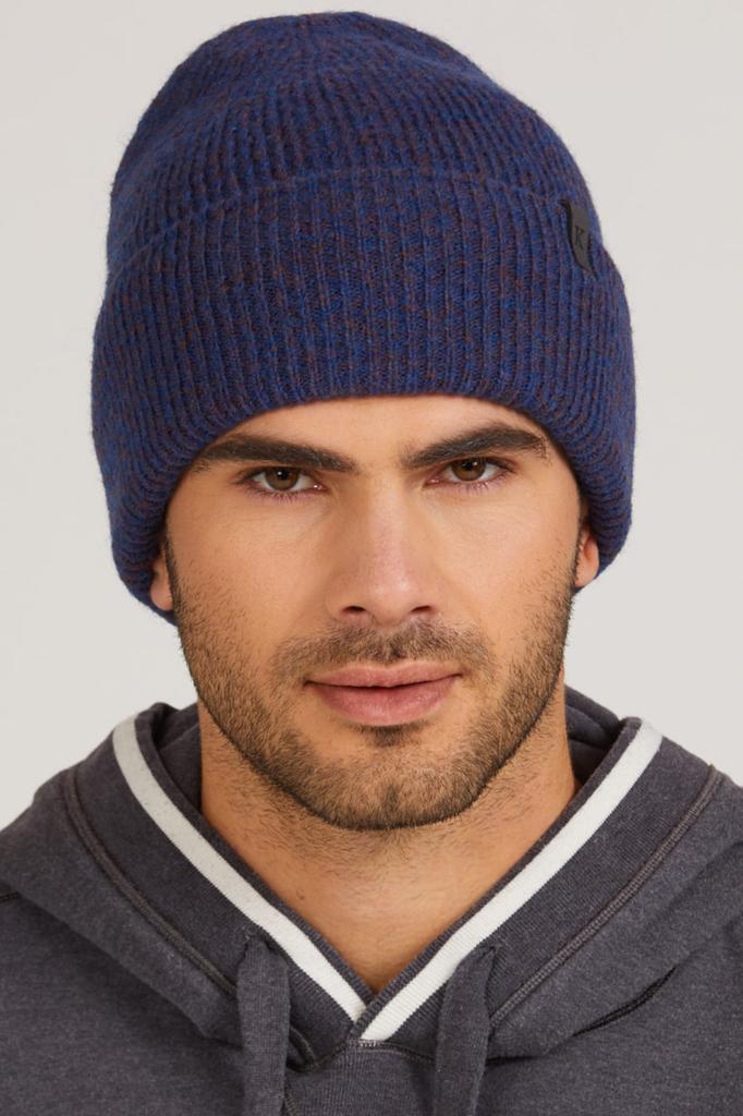 Orazio Men' Cap in Mixed Navy Blue