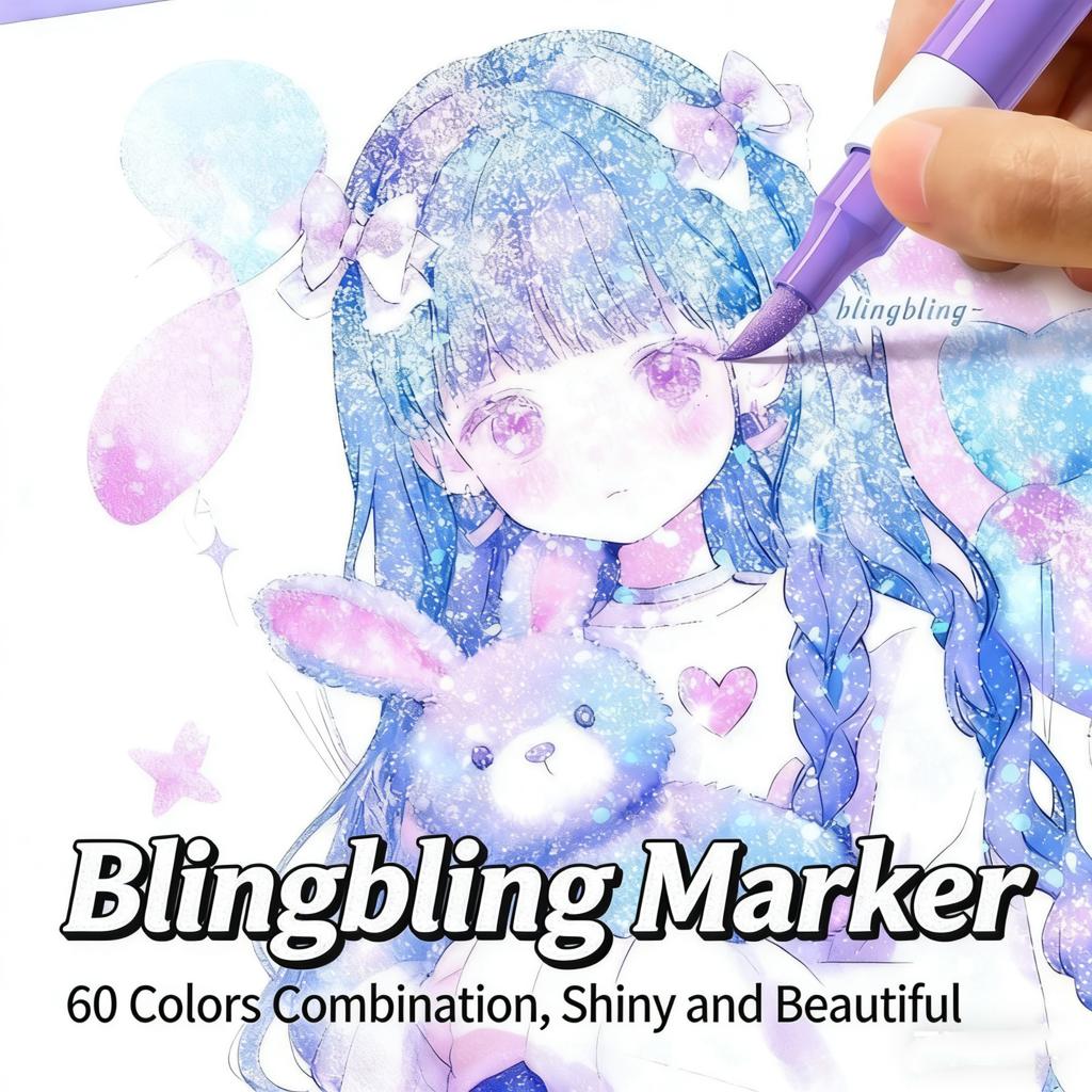 96/72/48/24 Colors Dual-Tip Glitter Marker Set -Fine-Point Watercolor Pens with Vibrant Colors, Greeting Cards, Mugs, Wooden DIY