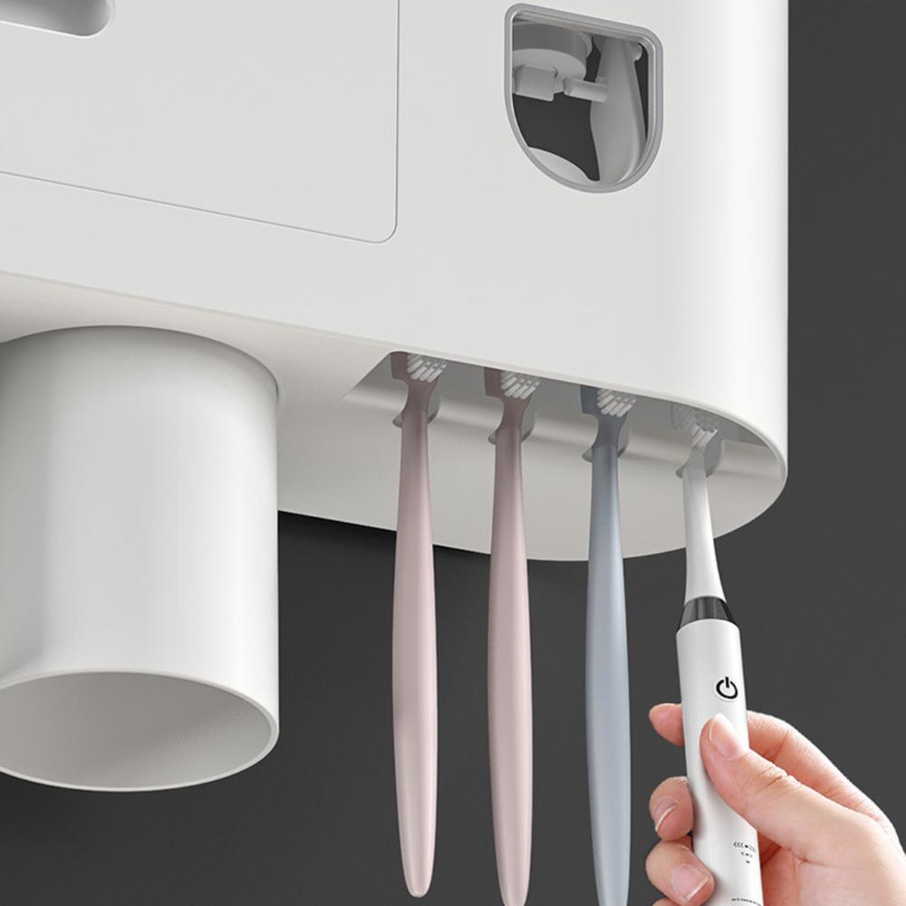 Badezimmer Adsorption Inverted Zahnbürstenhalter Wand Automatische Zahnpasta Squeezer Lagerregal Badezimmer Zubehör