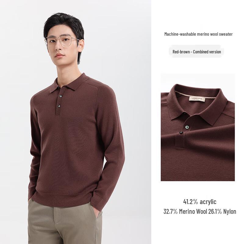 Langdeng Men's Polo Collar Knitted Sweater