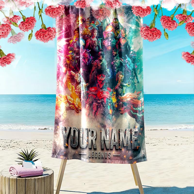 Name Custom Apex Legends Print Beach Towel, Large Soft Quick Dry Towel for Beach Camping Swimming