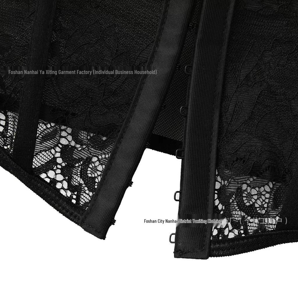 European & American Sexy Lace See-through Mesh Corset Top