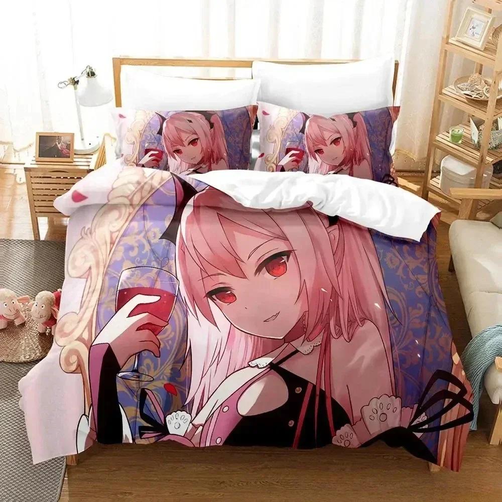 Fashion Seraph of the End Bedding Set Printed With Pillowcase Duvet Cover Soft Queen King Size Bedclothes Home Adult Kid Bedroom