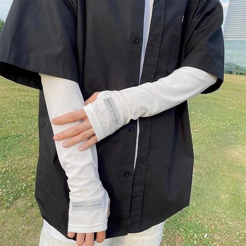 

1pair Sun Protection Arm Sleeves for Driving, UPF 50+ UV Blocking Cooling Ice Sleeves for Men Women, Loose Fit Outdoor Summer білий