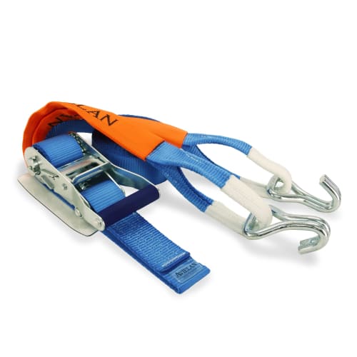 AVIELAN Lashing Belt, 50mm Wide, IJ Hook (Compatible with Rope Hooks), 9m Winding, Fixed, 0.5m, Blue