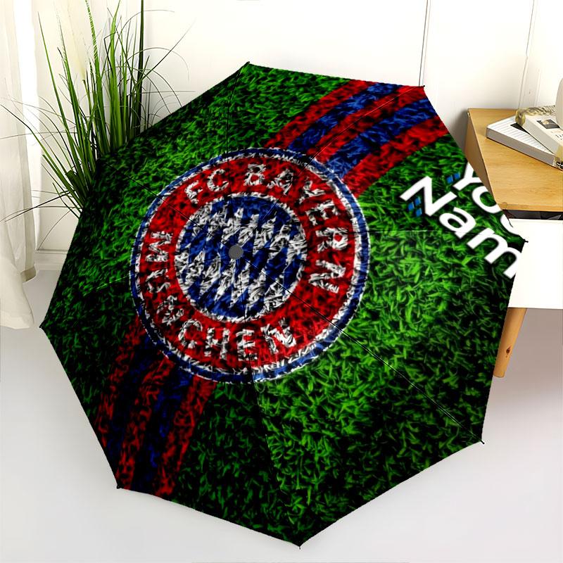 1 PC Automatic Folding Umbrella - FC Bayern Munchen Custom Name Pattern, Portable & Foldable Design with 8 Ribs, Christmas Birthday Gifts
