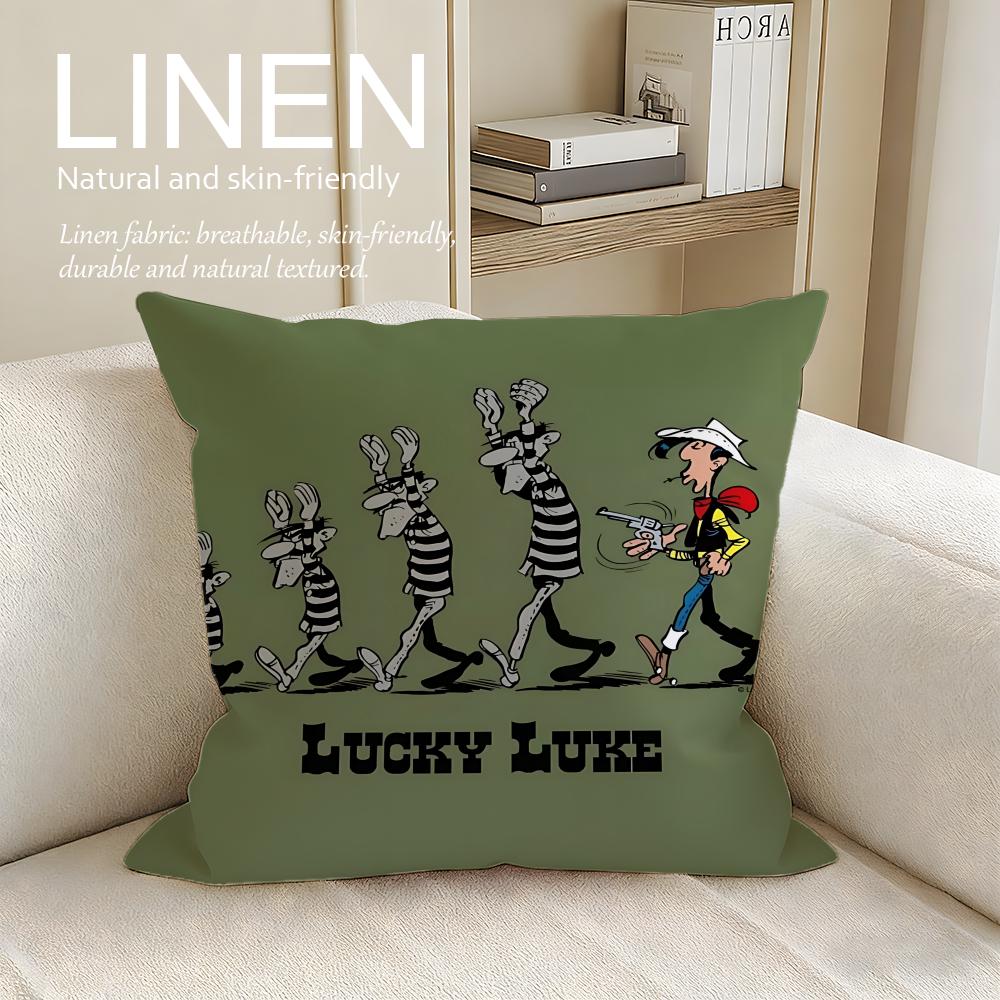 Cartoon Lucky Luke Cushion Cover Pillowcase Set Pcs x x Breathable Washable Sofa Cushion Cover