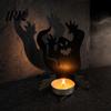 Stable Tea Light Base Halloween Ghost Candle Holder, Solid Wood Stand, Maple Leaf Decorative Holder Candlestick, Projection Stand for Spooky