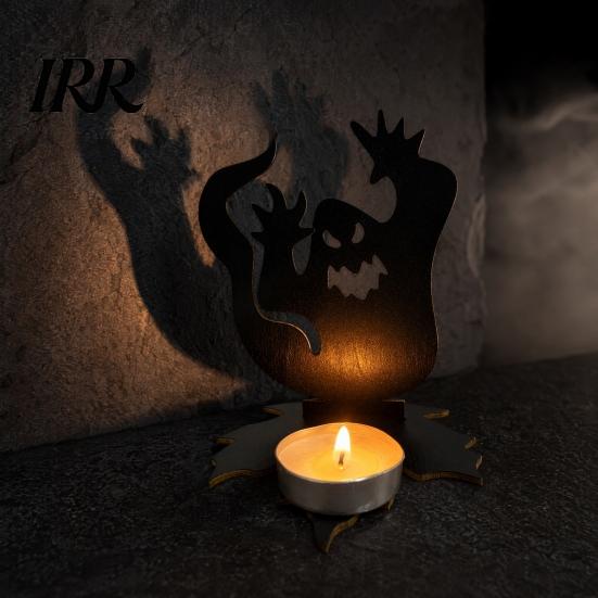 Stable Tea Light Base Halloween Ghost Candle Holder, Solid Wood Stand, Maple Leaf Decorative Holder Candlestick, Projection Stand for Spooky