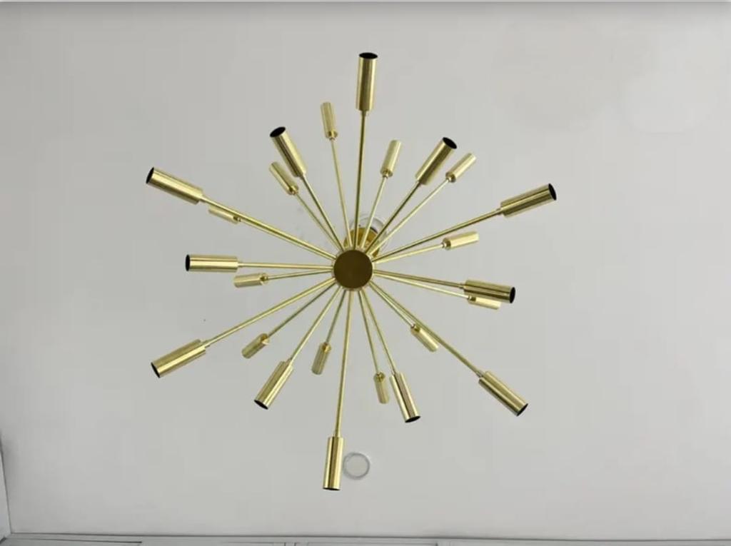 24-ramienne półplafonowe światło sufitowe w stylu mid-century, światła do niskich sufitów, nowoczesny żyrandol, design Stilnova