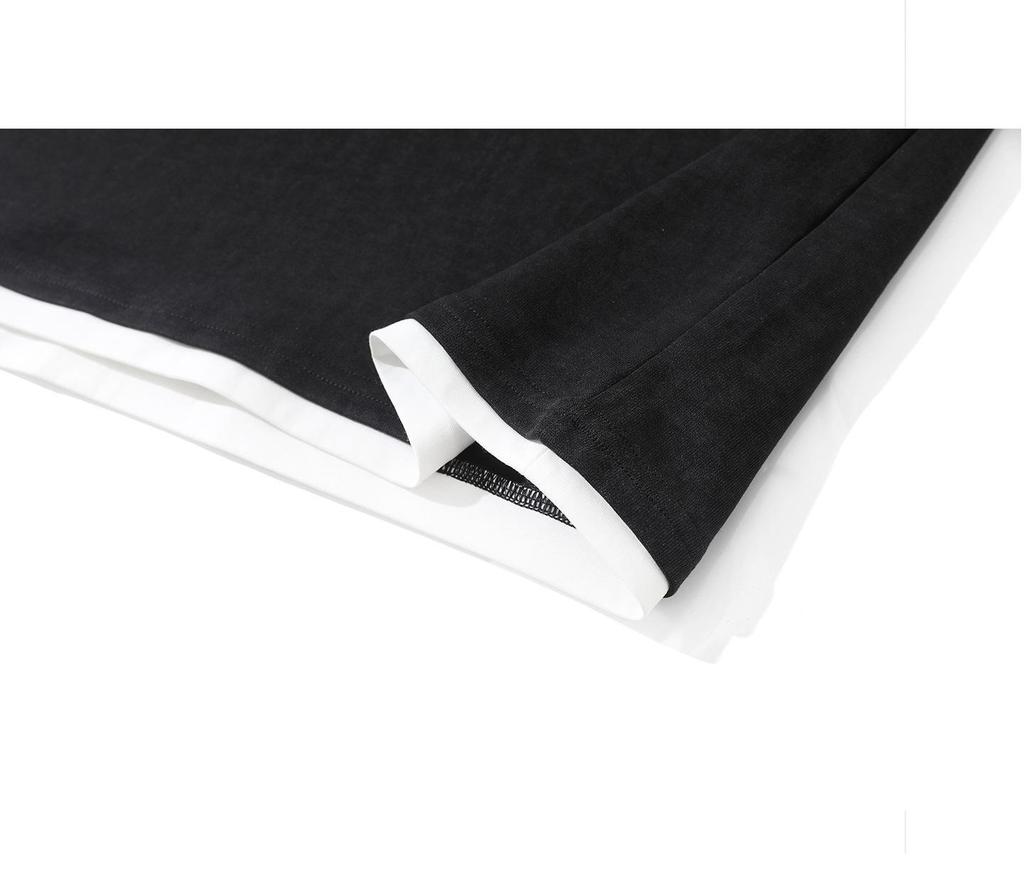 Men's Black Gray Hoodie - Trendy Washed Fabric, Fake Two-Piece Design, 260g