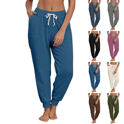 Kadın Moda Düz Renk Lastikli Bel Cepli Askılı Ayak Askılı Günlük Pantolon