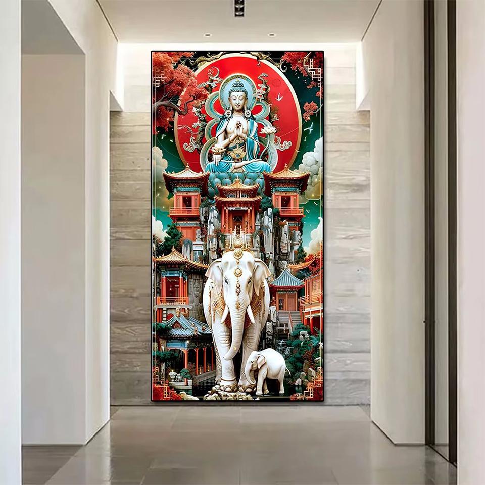 Buddha Statue 5DDIY Diamond Painting Holy Spirit Buddha Statue Shakyamuni Oil Painting Living Room Wall Home Decoration