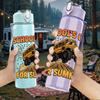 1PC School Out Summer Truck Graphic,750ml Color Plastic Sports Water Bottle,Leakproof Flip Straw Lid,Suitable for Sports Office Home Use