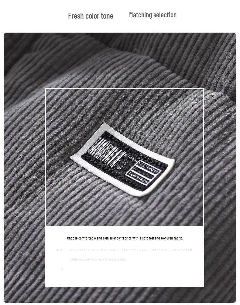 Men's Trendy Japanese Retro Corduroy Winter Jacket - Warm, Thick Cotton Bread Style for Couples