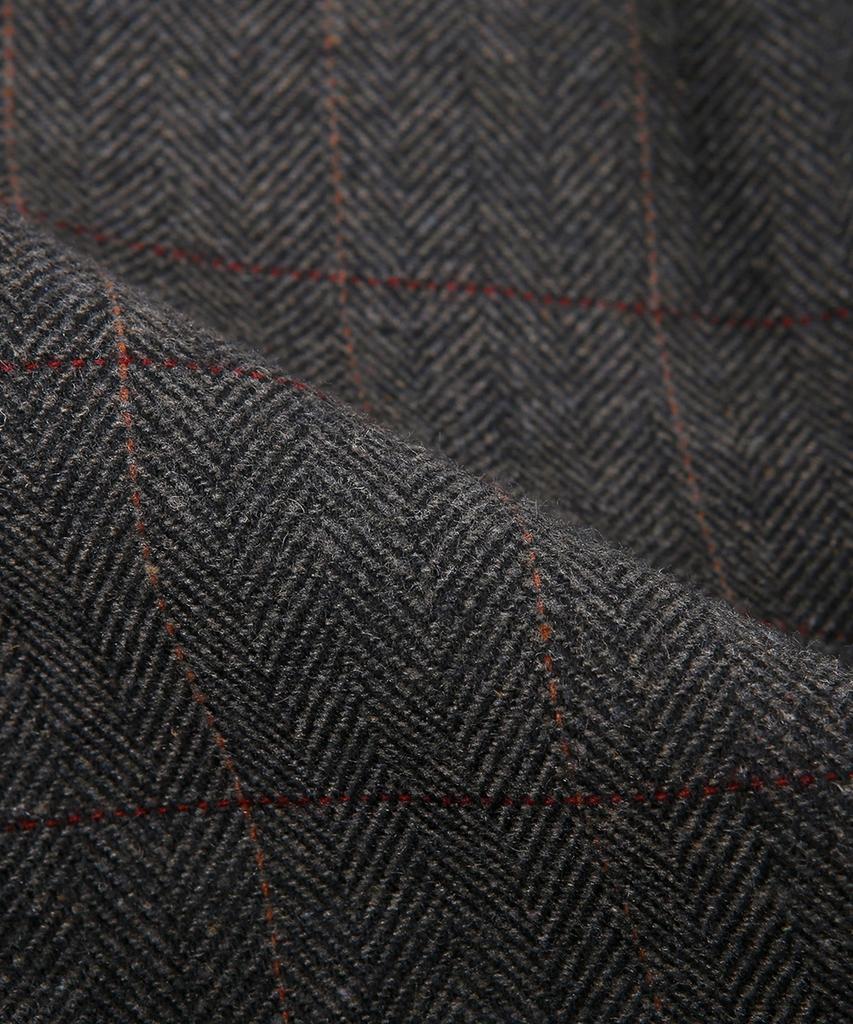 PRAIRIE Wool Herringbone Check Wide Slacks (Charcoal)