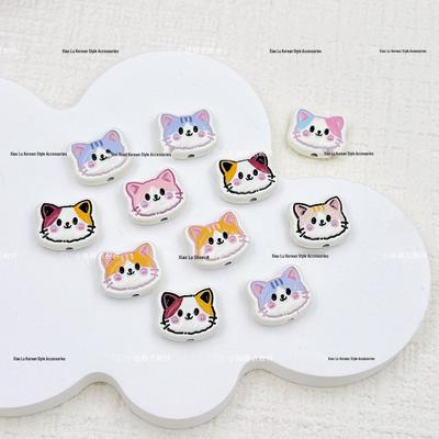 Embossed Cat Head Alloy Spacer Beads for DIY Accessories