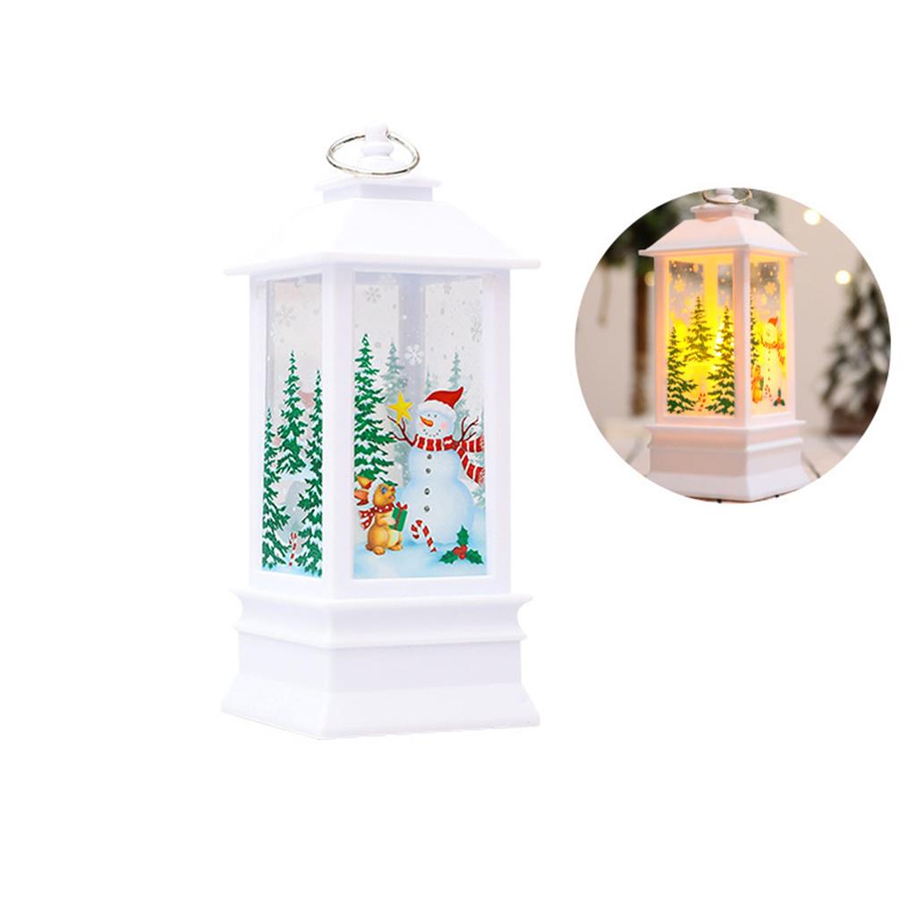 Christmas Lantern Ornament Santa Claus Snowman Elk Night Light Xmas Decorations New Year Gift