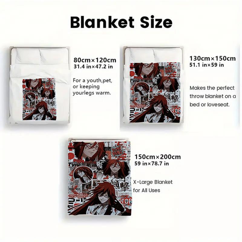 Grell Sutcliff 2D Flat Pattern Flannel Blanket High Quality All Seasons Warmth and Comfort Perfect for Christmas Gifts.MMT0918047