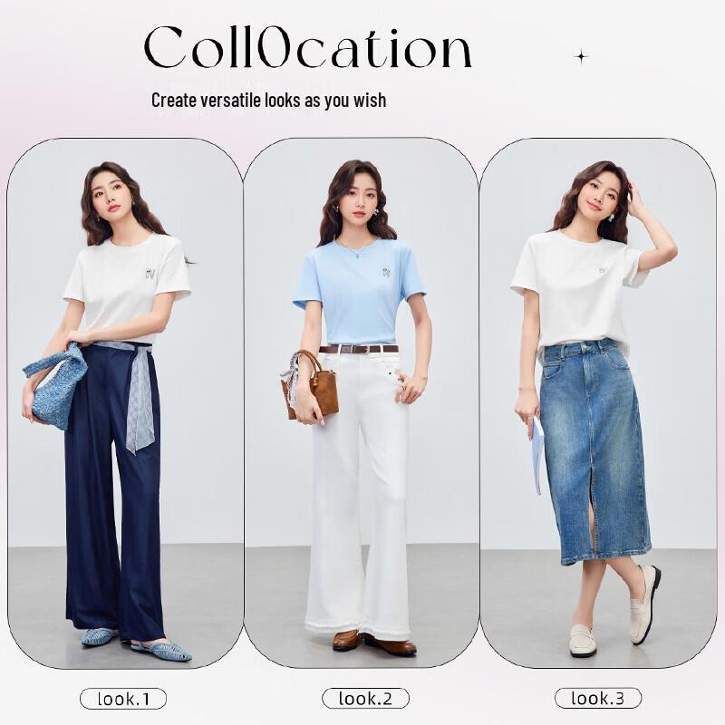 IEF Damen Koreanischer Stil Kurzarm-T-Shirt