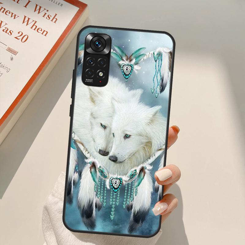 Dream Catcher Feather Wolf Case For Xiaomi Redmi Note 11 10 9 8 Pro Note 11S 10S 9S 8T K50 K40 9A 9C 10A 10C Cover