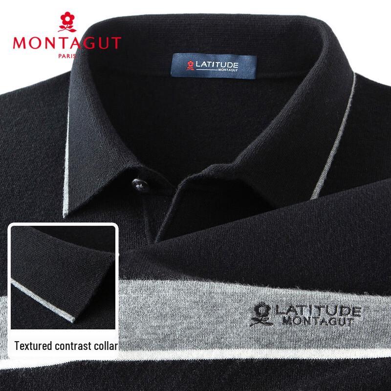 

MONTAGUT Men s Color-Block Stripe Polo Knit Sweater L