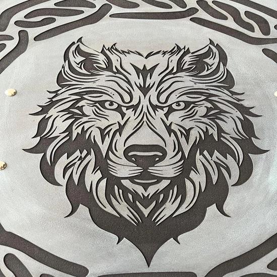 Handgefertigtes Wikinger Wolfsschild 24" Nordische Wanddekoration Wohnkultur