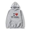 I Love TV Girl T-skjorte Kunst Estetisk Grafisk hettegenser Unisex kvinner Oversized hettegenser Unisex høykvalitets mote hettegensere