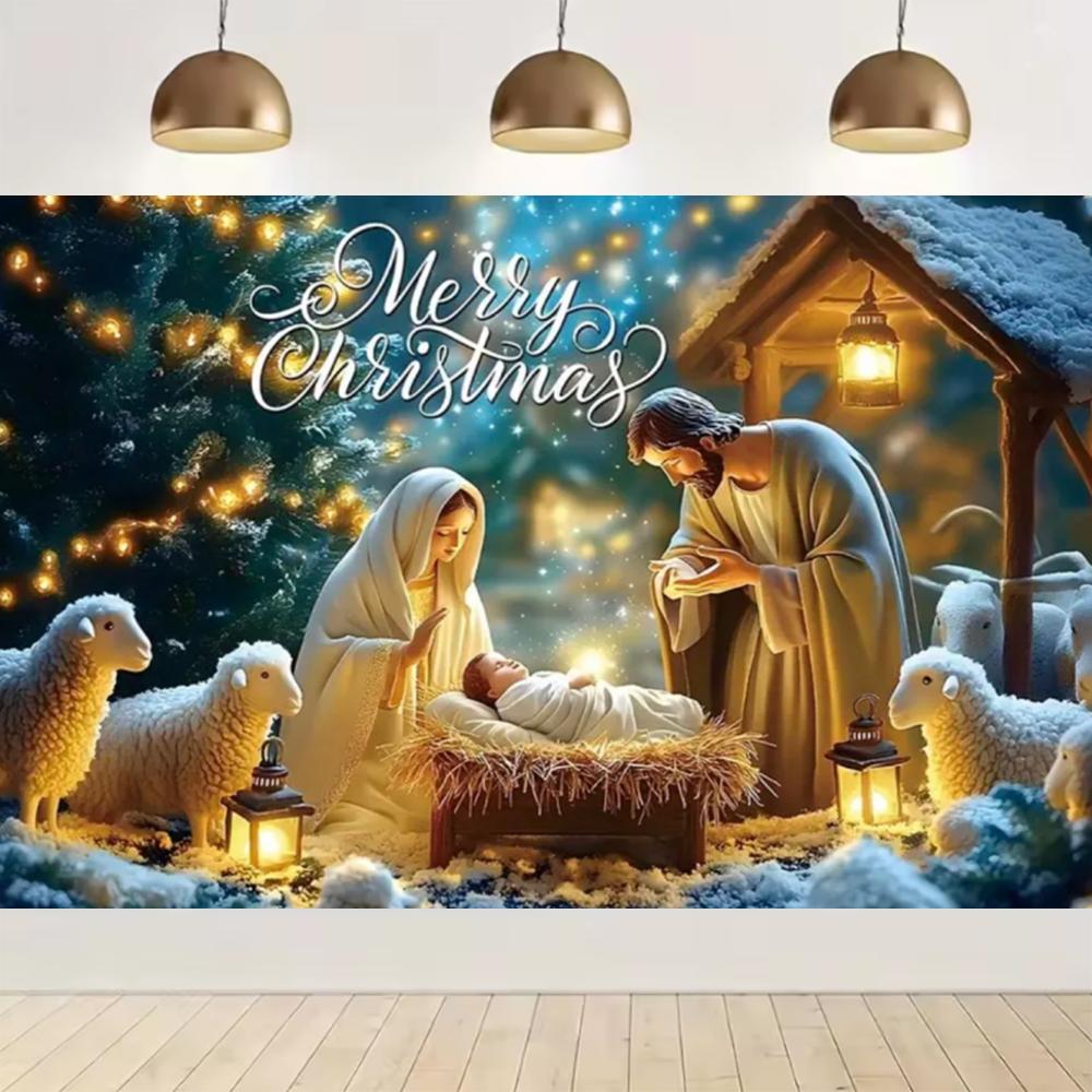 Nativity scene, starry night party decoration, backdrop, traditional Christmas photography supplies, prop4824