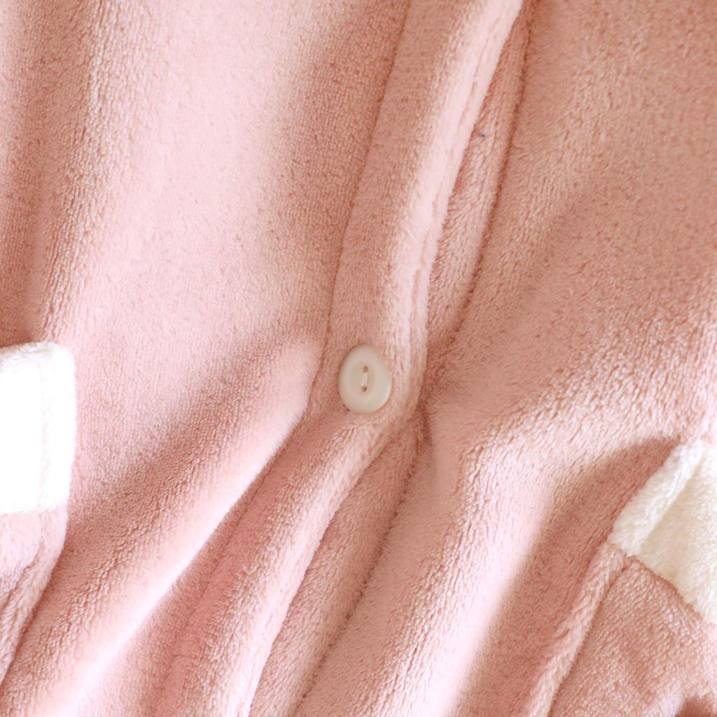 Women's Thickened Hooded Flannel Bear Robe - Cozy Wear for Indoor & Outdoor Spring and Autumn.