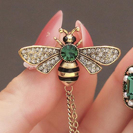 Chest Brooch Bee And Chain Decor Faux Pearl Rhinestone Clothes Jewelry for Prom
