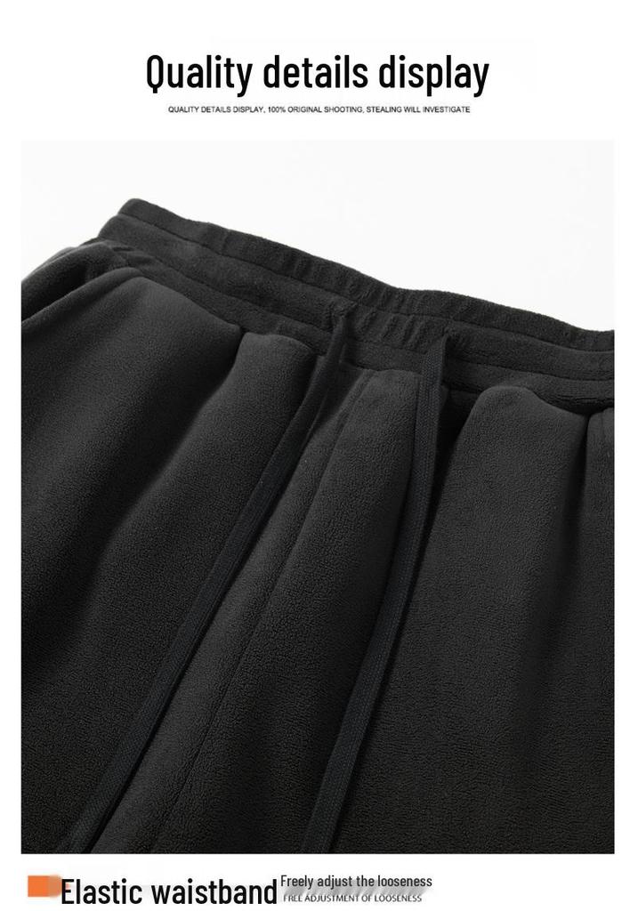 Heavyweight Unisex Velvet Trousers: Winter Warm, Thick Cotton, Loose Straight Leg, Casual Sports Pants.