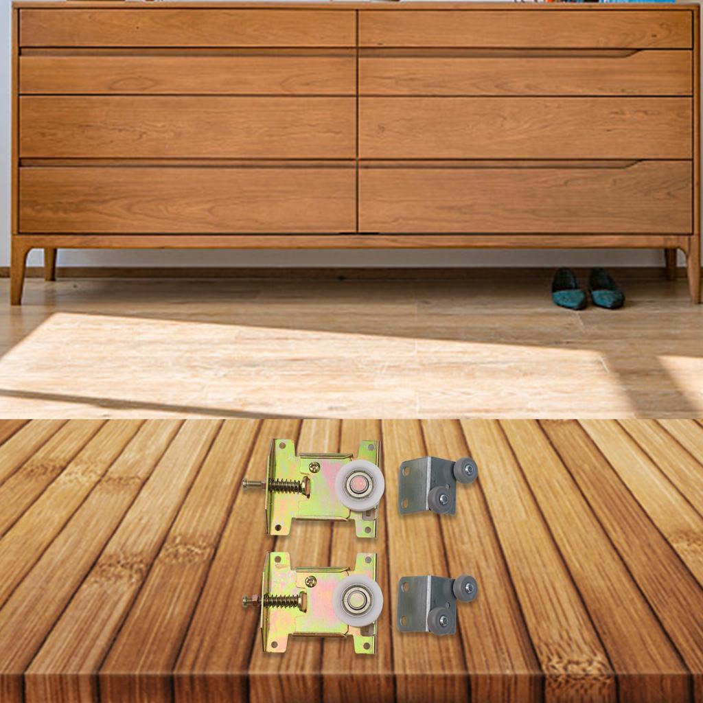 Rolling Door Hardware Cabinet Track Wheels DIY Projects Show As The Picture Anti-Derailment Wardrobe Pulley Furniture Wheels
