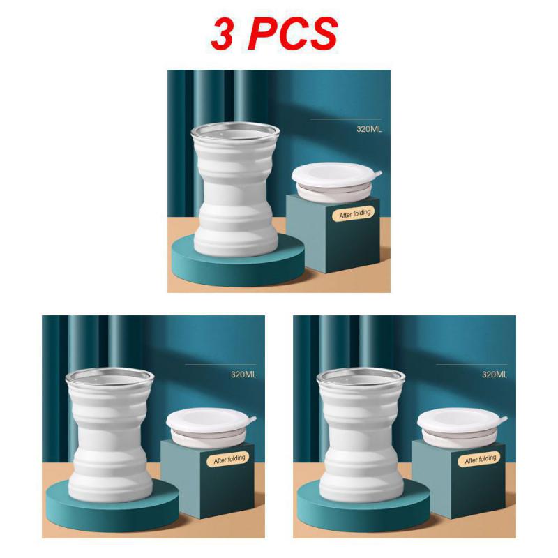 1/3PCS Folding Silicone Travel-Friendly Tea Cup Foldable Reusable Water Bottle Coffee Cup Tour Camp Telescopic Athletic Tr Practical Use