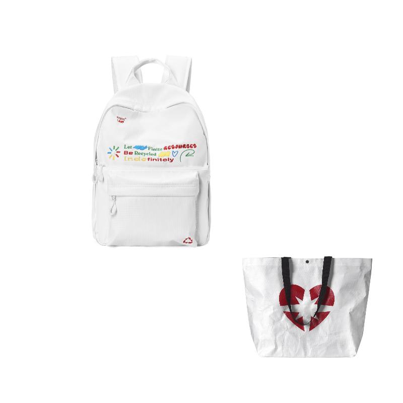 FINITE LOOP Recycled Polyester Backpack Unisex White K1021-X