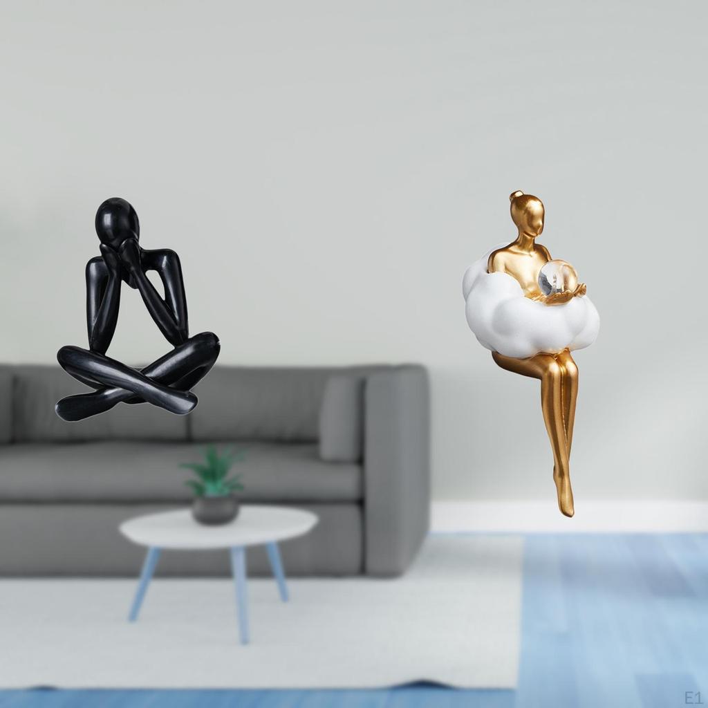 Abstract Girl Figure Sculpture Modern Decorative Resin Art Statue Collectible Character Ornament for