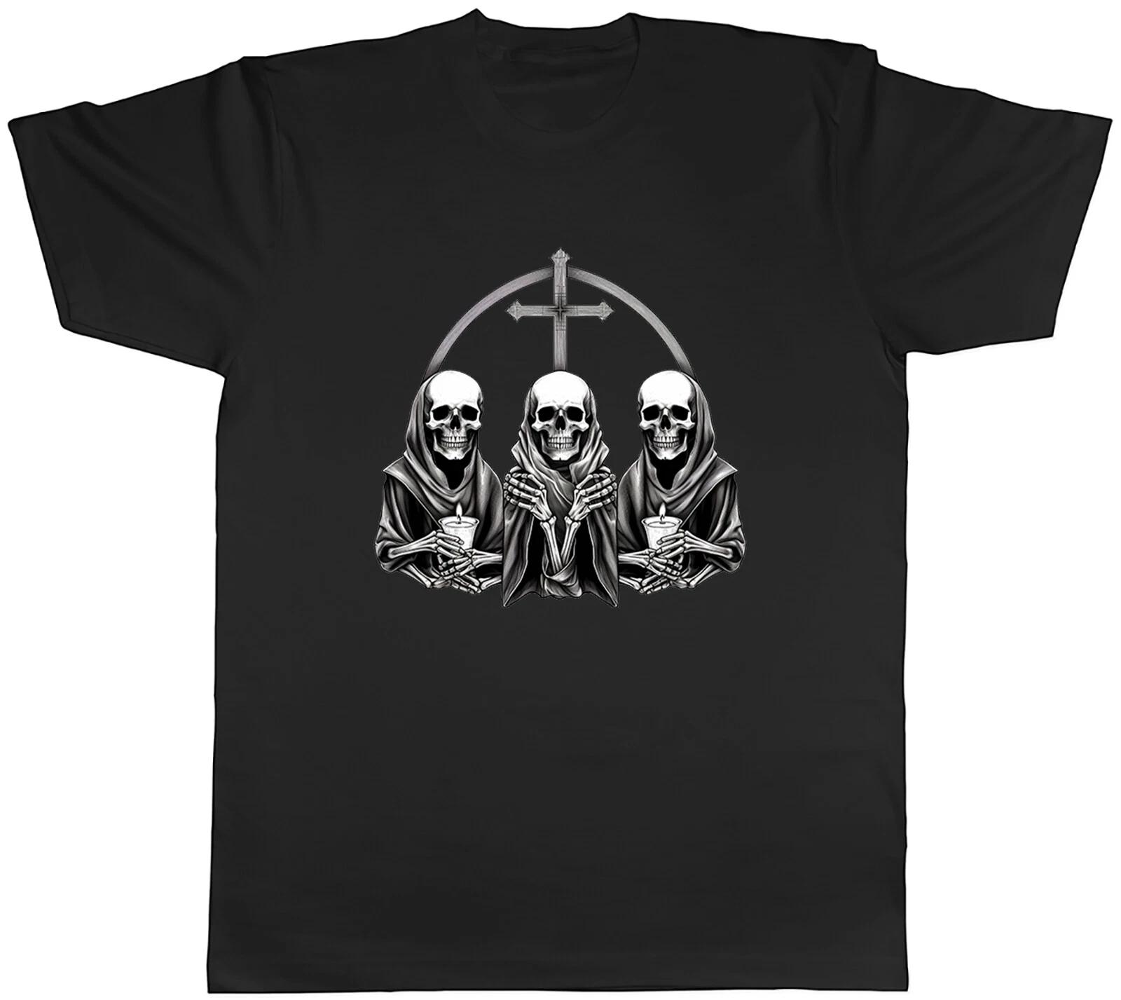 Skull Skeleton Mens T-Shirt Trinity Gothic Goth Unisex Tee Gift L