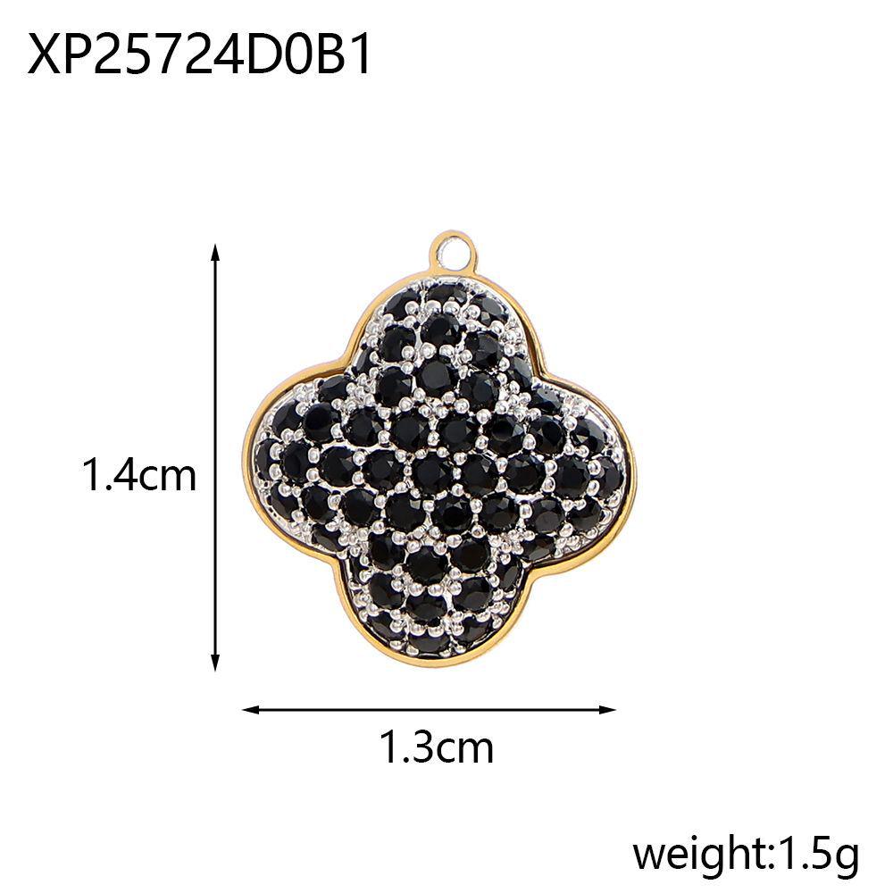 Stainless Steel Lucky Clover Zircon Pendant & Flower Connector DIY Bracelet/Necklace Accessory