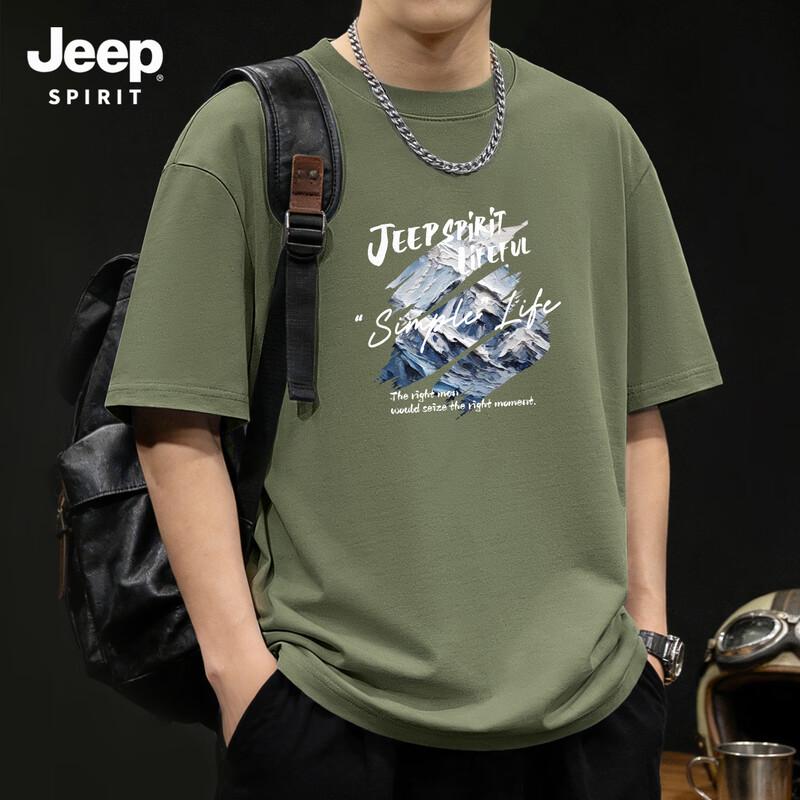 

JEEP SPIRIT Men s 2026 Summer Pure Cotton T-Shirt 3XL