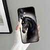 Animal Horse Pattern Black Soft Phone Cover Case for iPhone 15 16 14 Plus 7 8 13 12 11 17 Pro Max 17Air XR XS Max