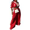 AL297 Women's Patchwork Sports Suit: Woven Loose Jacket & Two-piece Set for Spring and Autumn