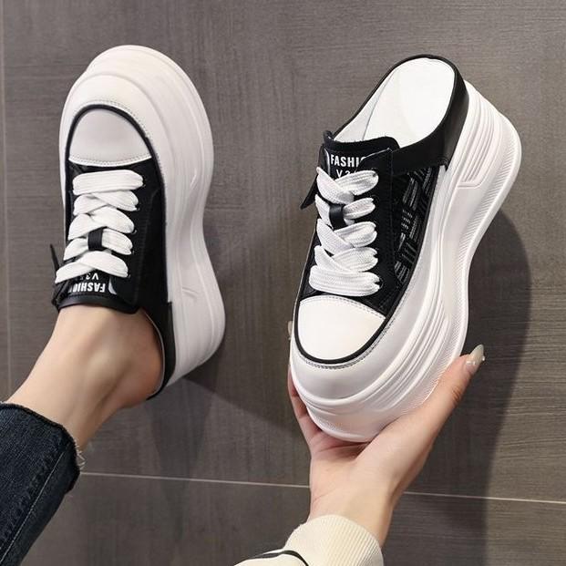 Super thick-soled fashion bag head cool slippers women wear versatile soft-soled white shoes summer shoes