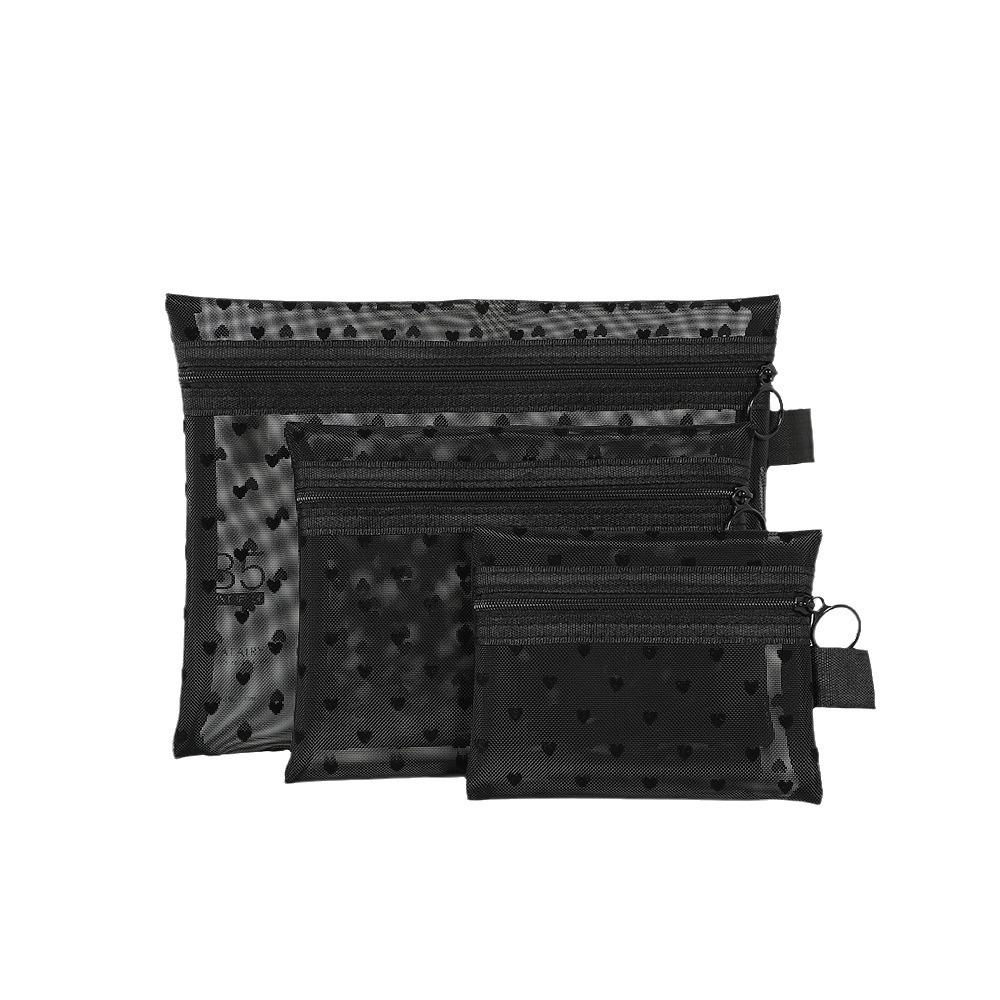 Borsa da Trucco in Rete alla Moda - Custodia Cosmetica Portatile con Design a Cuore