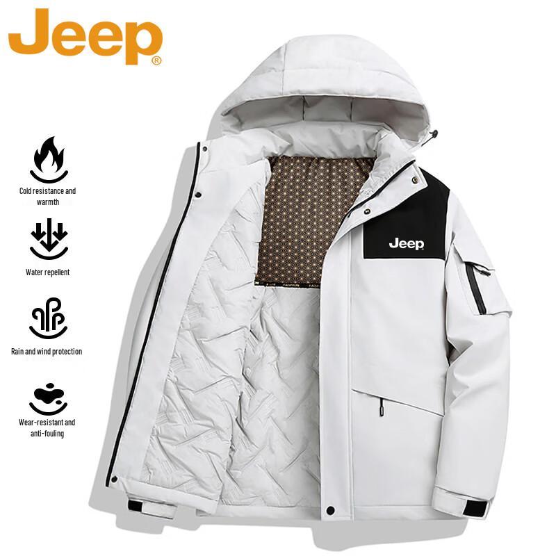 JEEP Men's Winter Hooded Thickened Outdoor Padded Jacket