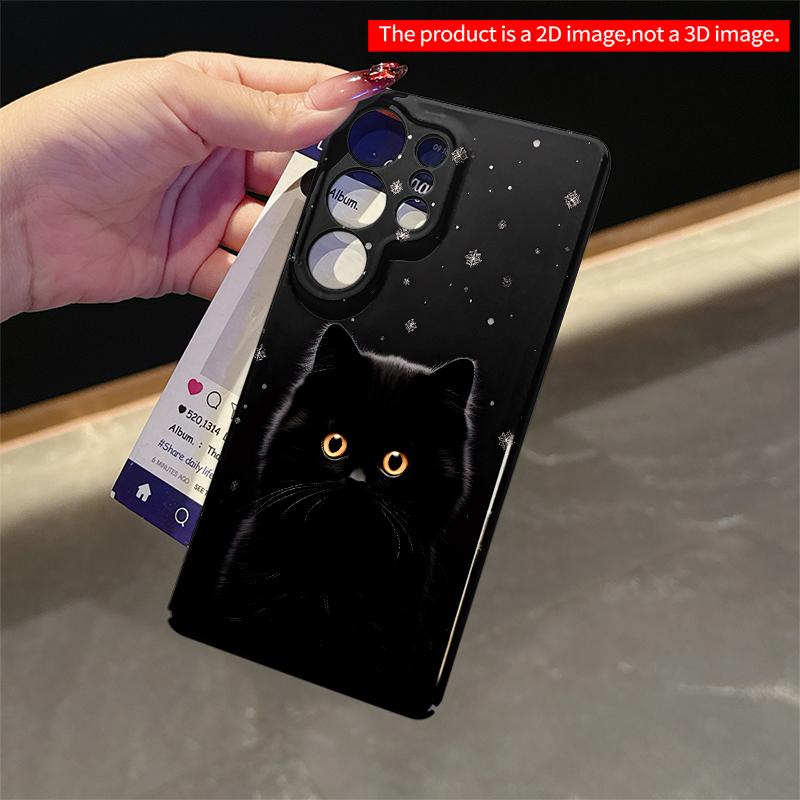 2DFlat Samsung Phone Case Black Cat with Snowflakes Phone Case Applicable To Galaxy S23 S24 S25ULTRA S26 A12 A14 A15 A16 A54 A55